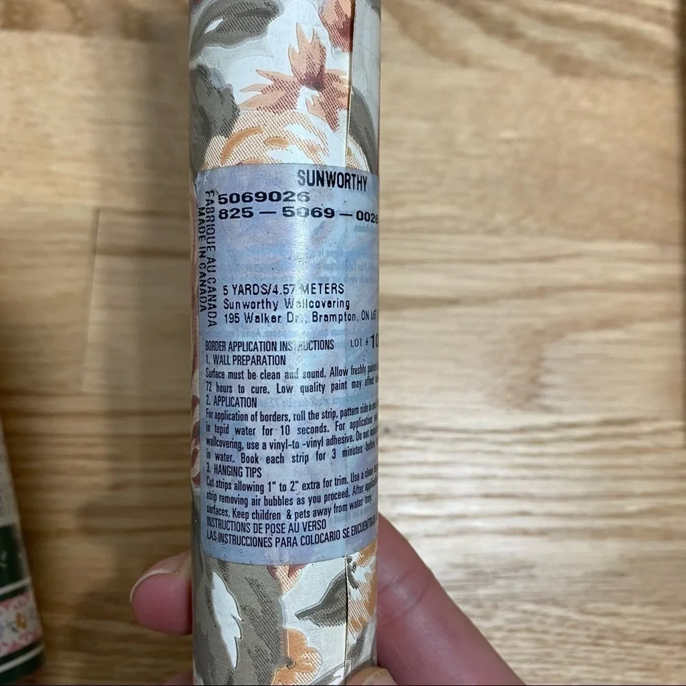 Vintage Wallpaper Border 5 Rolls Green Floral Prepastel Strippable Washable